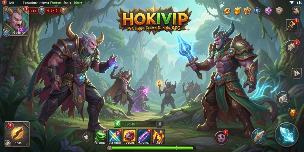 Screenshot gameplay HOKIVIP yang menampilkan pertarungan epik di dunia fantasi.