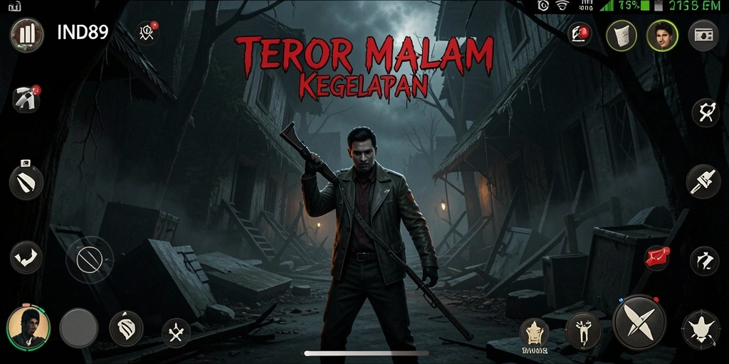 Screenshot dari gameplay menyeramkan IND89 saat menjelajahi lorong gelap.
