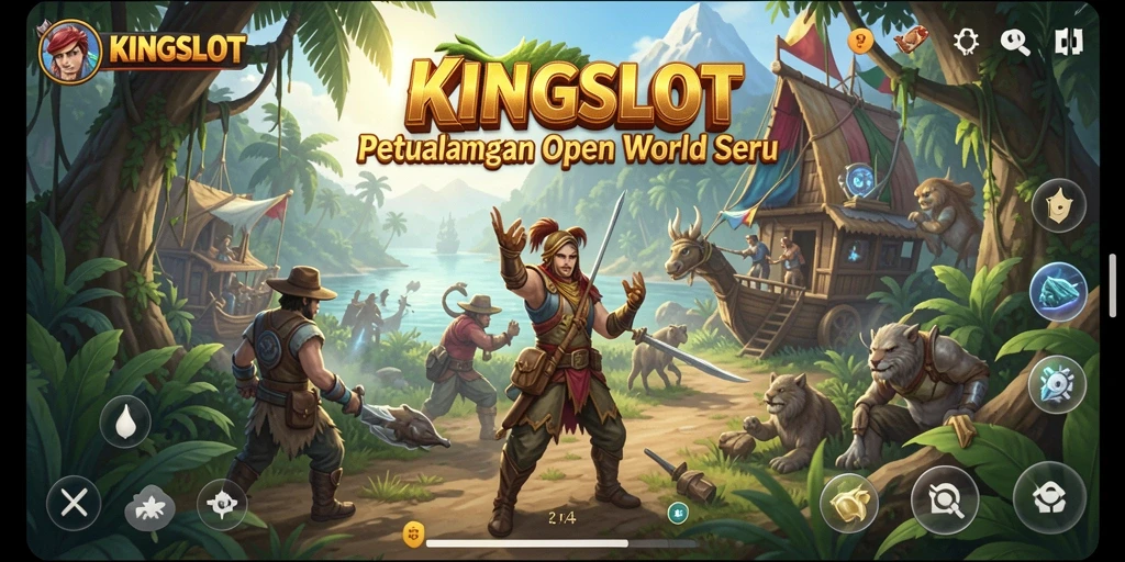 Tampilan gameplay KINGSLOT yang menampilkan petualangan Open World yang mendebarkan.