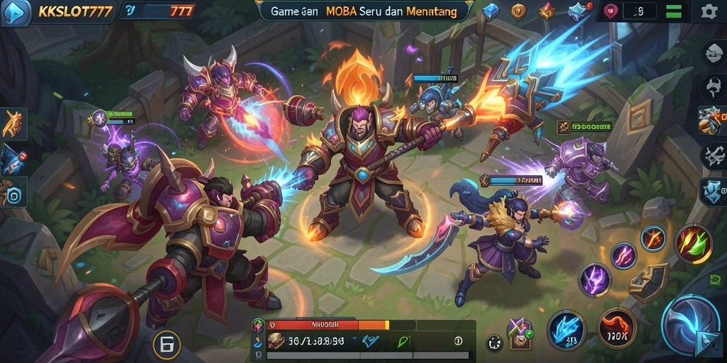 Gameplay KKSLOT777 yang intens dan seru di arena MOBA.