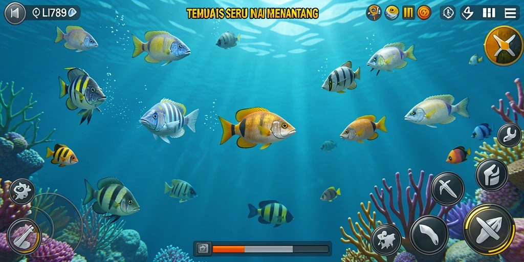Screenshot gameplay LI789 menampilkan aksi menembak ikan yang seru.