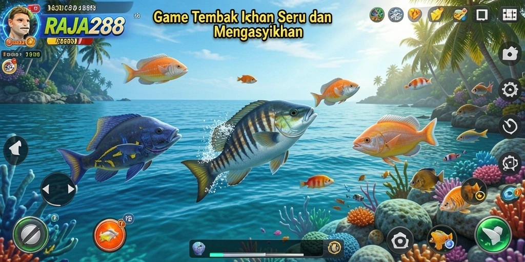 Tampilan screenshot game Tembak Ikan yang mendebarkan di RAJA288.