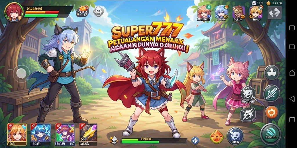 Gameplay SUPER777 dengan karakter anime ikonik yang seru.
